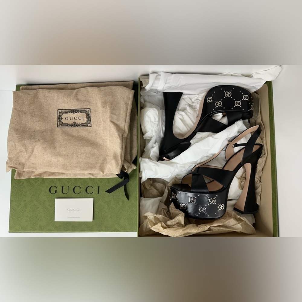 Gucci GG Janaya Heeled Sandals in Black